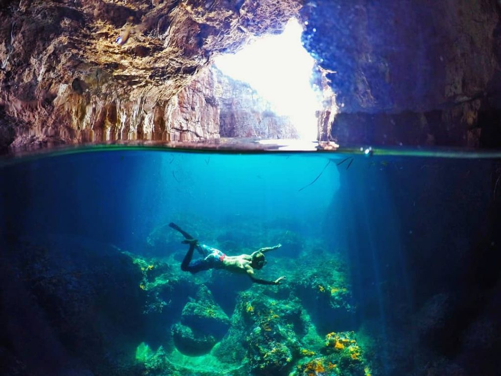 diver in blue cave montenegro